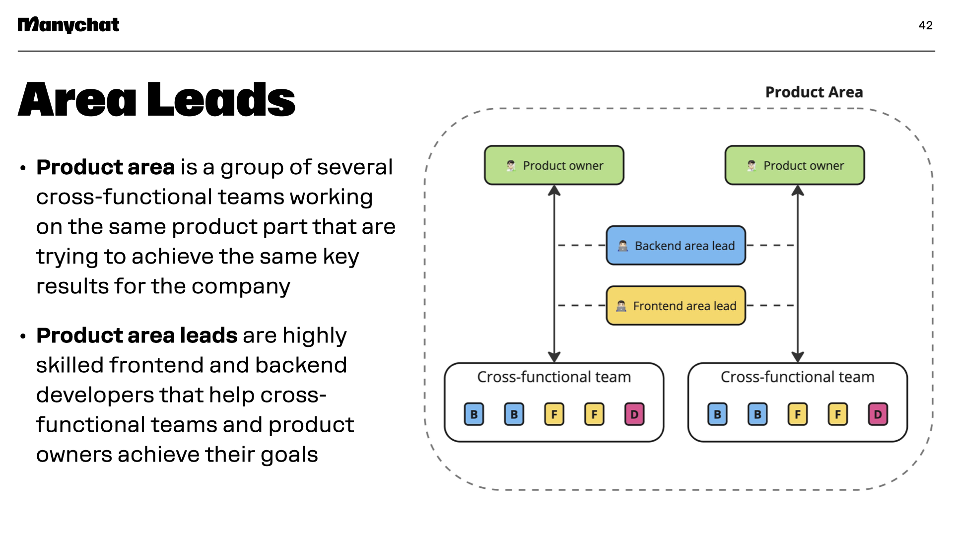 Product area lead role in Manychat